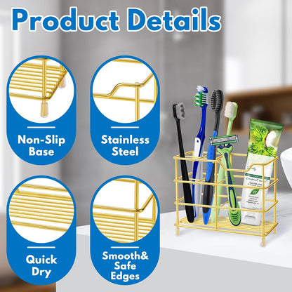 Electric Toothbrush Holders for Bathrooms 304 Stainless Steel Quick Drying | Upgrade Heavy Duty Sturdy Durable Toothpaste Holder Bathroom Organizer Storage Decor Accessories Tooth Brush Holder Caddy