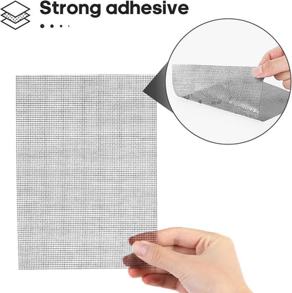 Secopad 6 PCS Screen Patch Tape, 5" X 7" Window Screen Repair Kit, Black | Quick Repair, Strong Adhesive, Easy to Use, For Mesh Window & Door, Cuttable Fiberglass, No Tools Needed