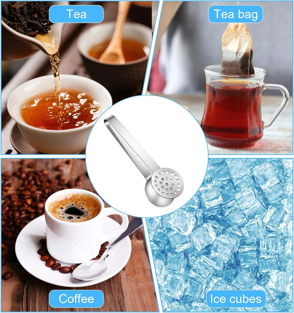 2PCS Tea Bag Squeezer, 6.6 * 1.8 Inch Stainless Steel Teabag Squeezer for Tea Drinkers, Durable Strainer Gripper Picker (Silver)