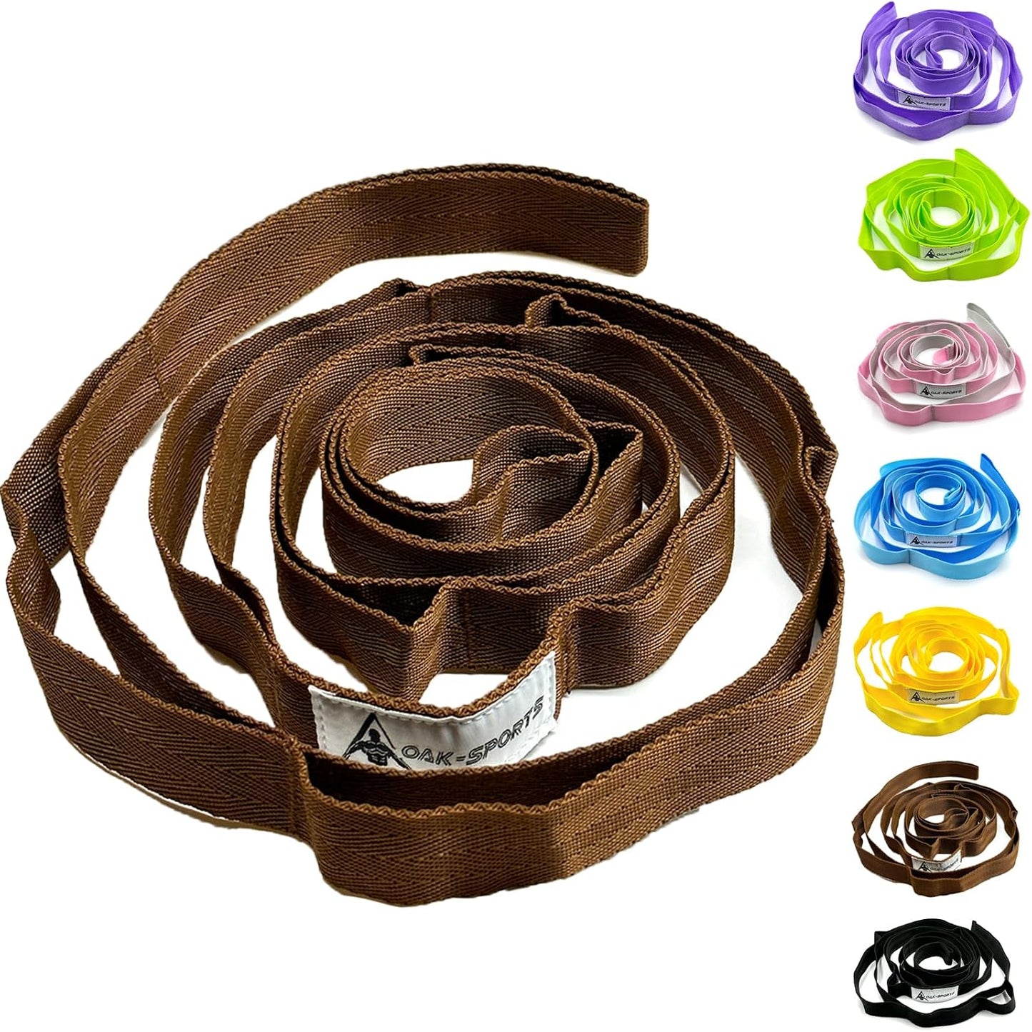 Stretching Strap Yoga Strap with Loops for Physical Therapy, Non-Elastic | 10 Loops, 75 inches length, Multi-Color Selection for Yoga Strap for Stretching, Pilates, Dance and Gymnastics