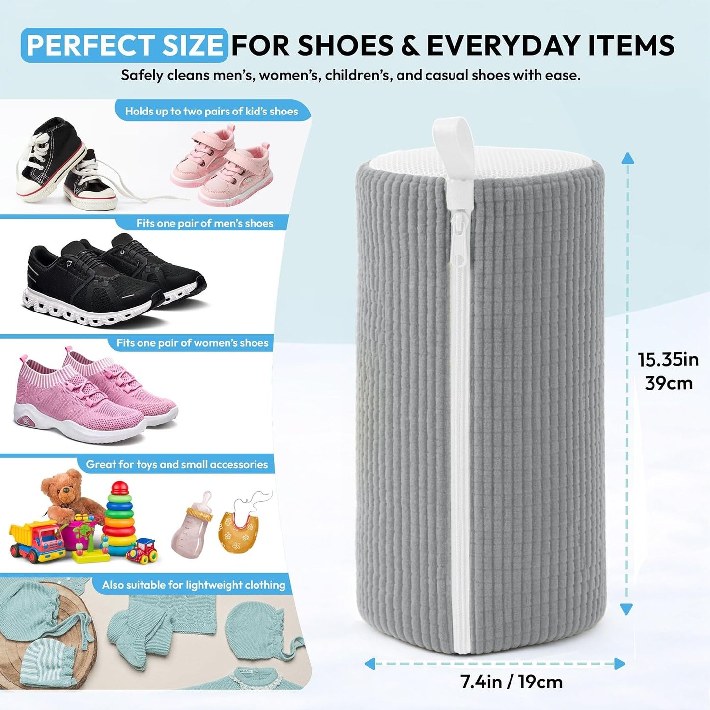 Shoe Washing Machine Bag - 360° Deep Clean shoe washing bag - 2Pc | Laundry Shoe Bag for Washer and Dryer - Reusable Shoe Cleaning Bag -Shoe Bag for Washing Sneakers etc with Zip Lock - Yellow