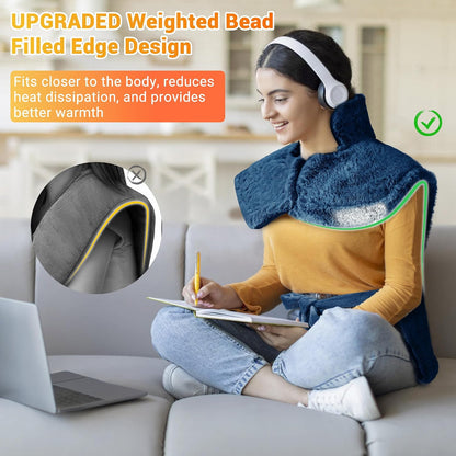 Massaging Heating Pad for Neck and Shoulders and Back Pain Relief | 24 x 35" Large Electric Heating Pad with 4 Vibration Motors, 2 Heat Levels, 4 Massage Modes, Auto Shut-Off, Wearable Design