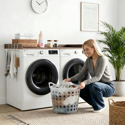 2-Tier Washer Dryer Countertop with Shelves & Metal Hooks, 27" W x 27.5" D Large Laundry Topper for Room Organization & Folding Clothes & Storage(Oak)