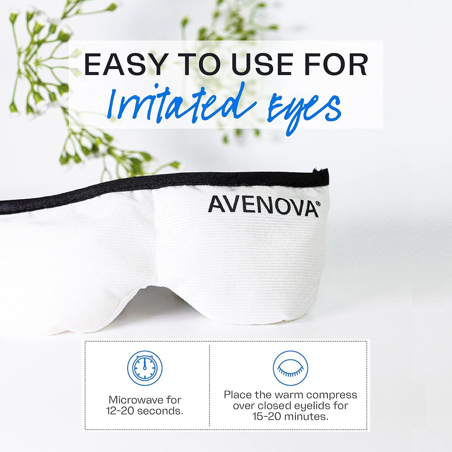 Avenova Eye Compress Mask for Stye, Headache, Allergy & Sinus Relief | Reusable & Microwaveable Eye Mask for Irritated Eyes