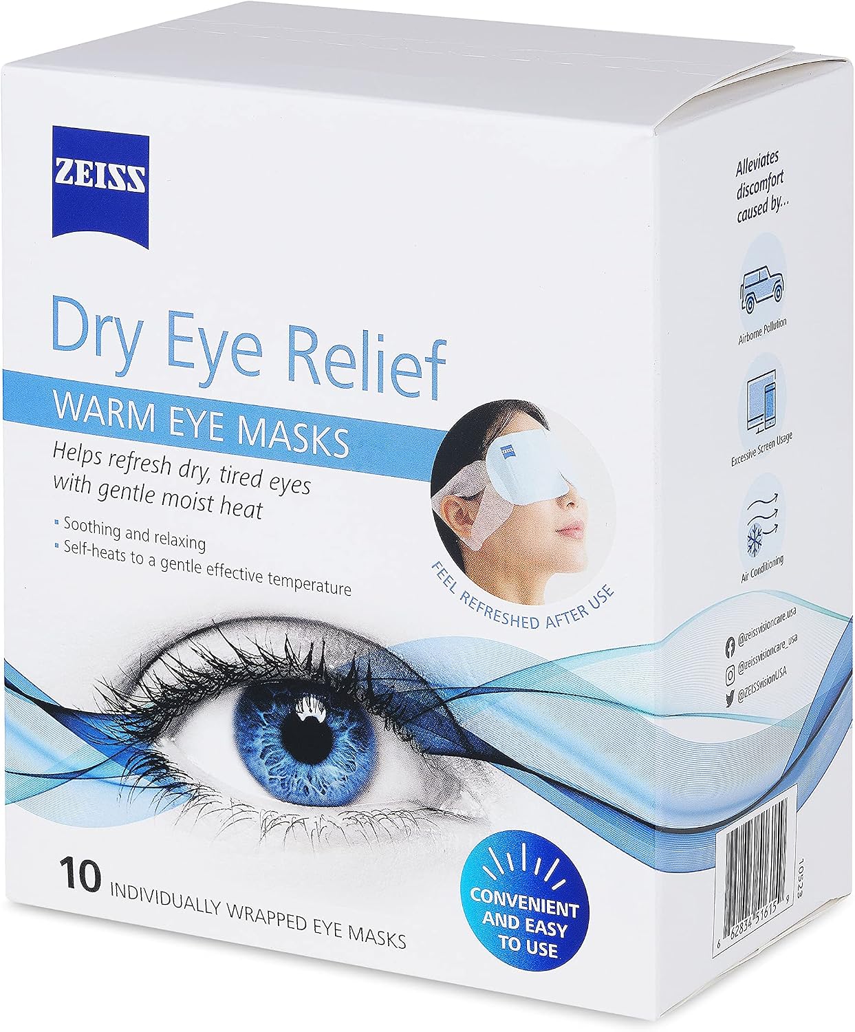 ZEISS Warm Eye Masks, 6 Count for Dry Eye Relief