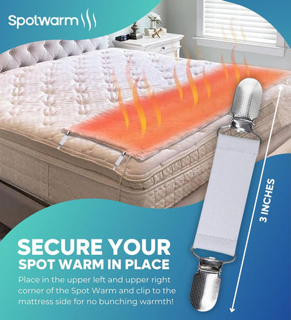 Hidden Heat Electric Foot of the Bed Warmer by SpotWarm; Wireless RF Remote, Microplush Flannel Mattress Warmer for Heated Feet. Queen Bed - 60” by 24”