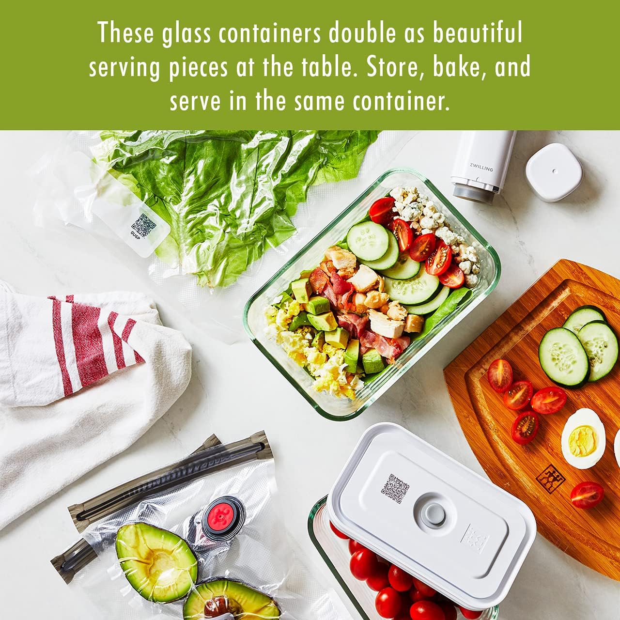 For food to stay fresh up to 5X longer, pump required (not included).