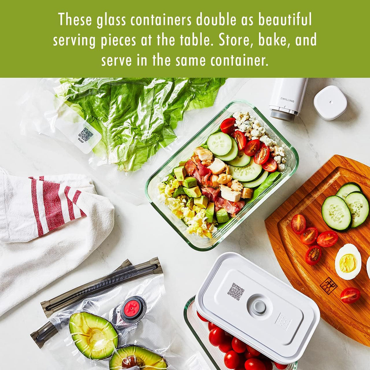ZWILLING Fresh & Save Glass Airtight Food Storage Container, Meal Prep Container - Small