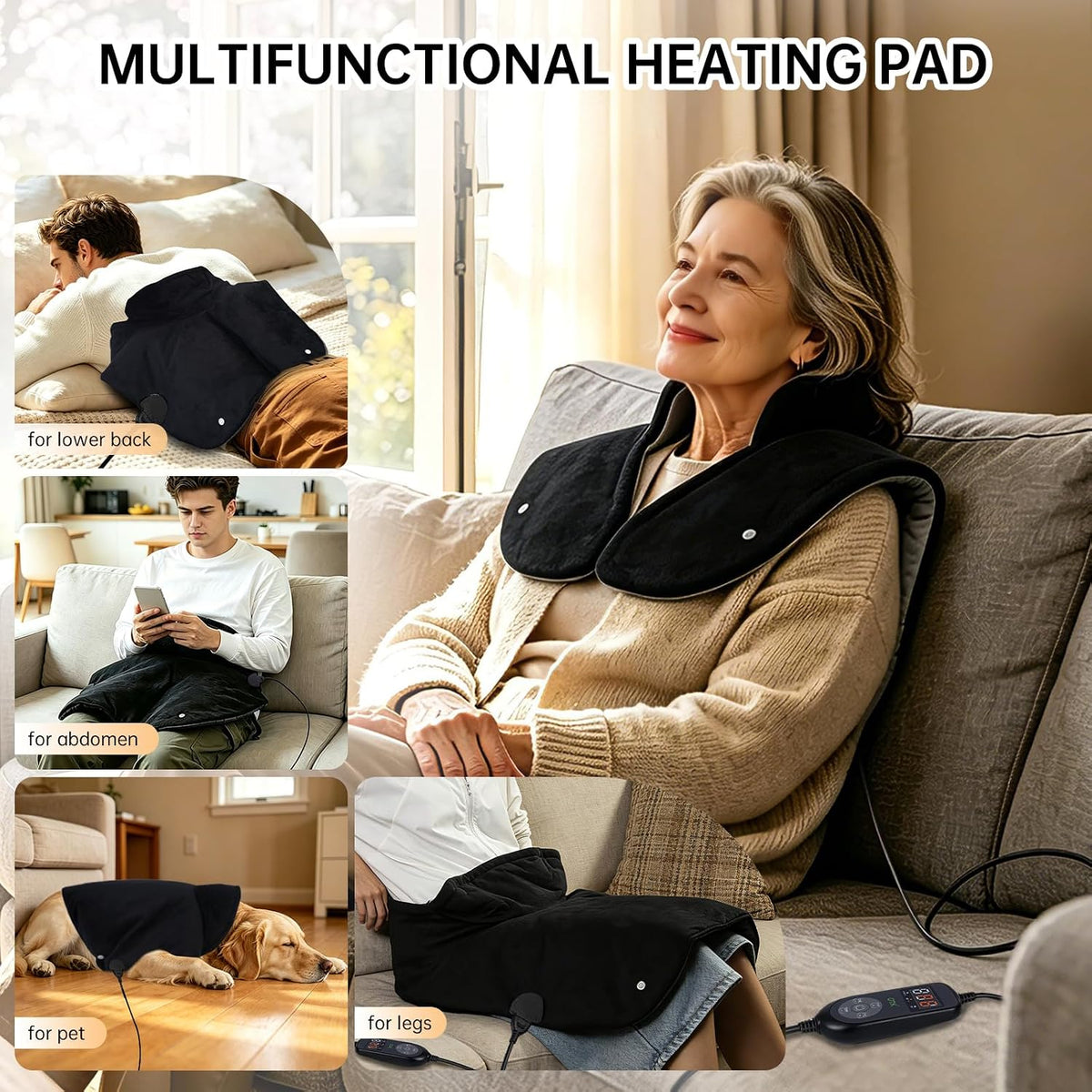 1min Fast Heating Pad for Neck Shoulders & Back, 6X Far Infrared Heat Wrap