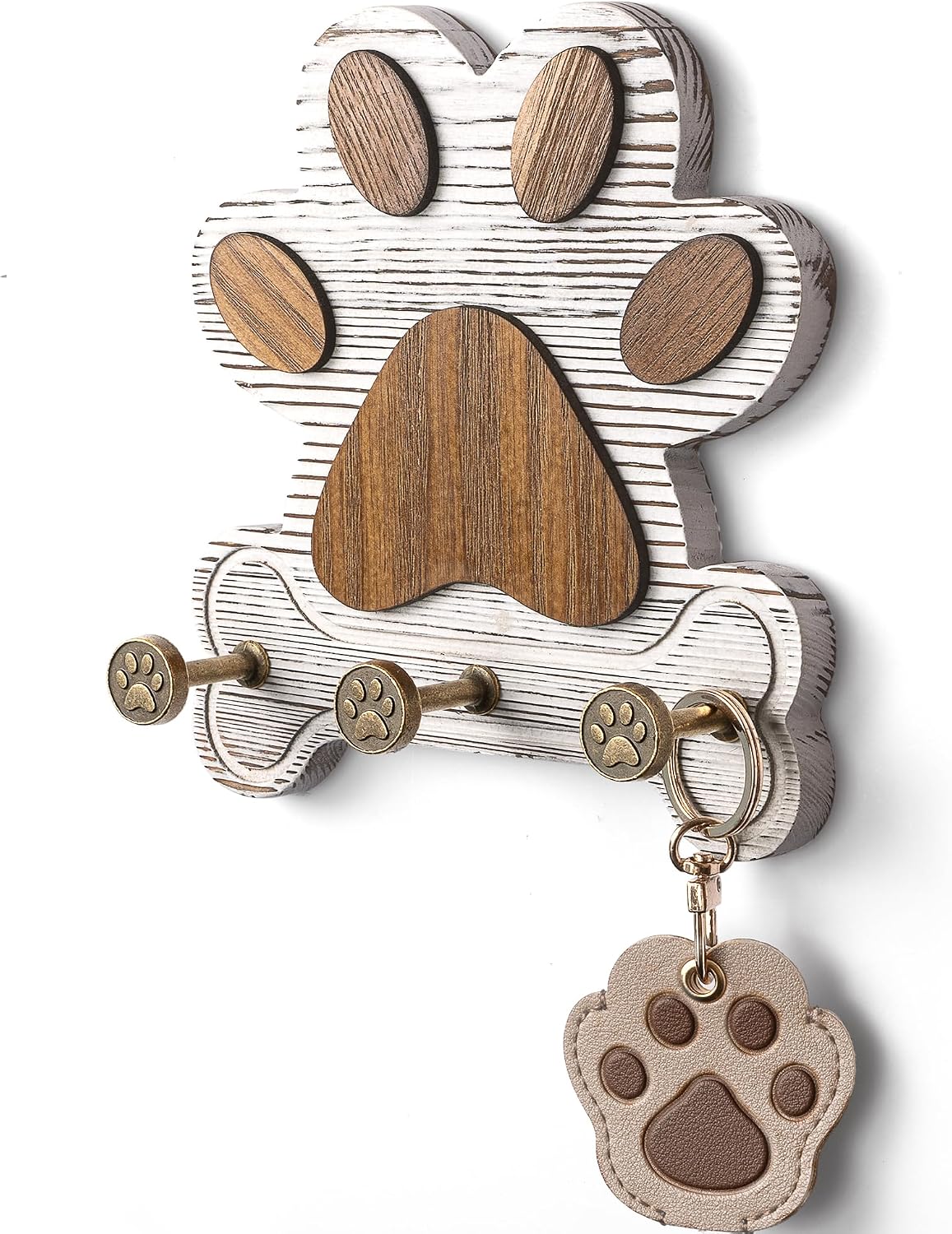 MTERSN Pine Wood Dog Leash Holder for Wall for Dog Walking Station, Black