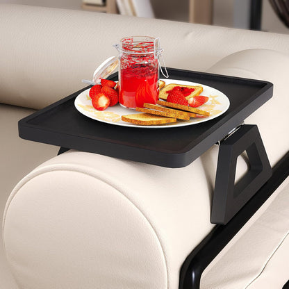 Couch Arm Tray,Bamboo Folding Sofa Tray,Sofa Armrest Trays Clip-On Couch Desk for Drinks,Snacks,Phone,Remote Control（Black）