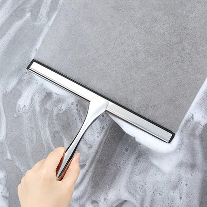 Shower Squeegee for Glass Doors,10-Inch Shower Glass Squeegee, Matte Black Shower Squeegee for Shower Doors,Mirror,Windows, with Shower Door Hook and Adhesive Hook
