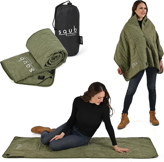 Cordless Heating Blanket - Battery Operated Throw for Camping & Travel