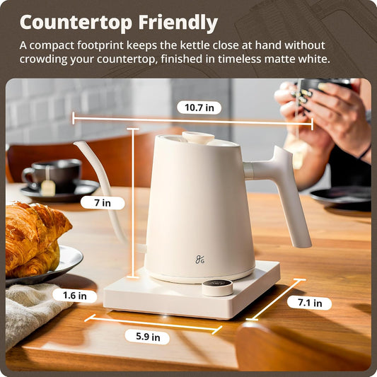 Greater Goods Gooseneck Electric Kettle, 1200W Temperature Control, 0.8L