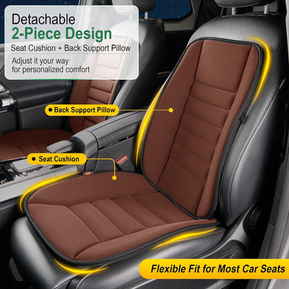 kingphenix Car Seat Cushion with Back Support Pillow, Memory Foam, Black | Memory Foam Car Cushion for Long Driving, Truck, Office Chair, Tailbone and Lower Back Support