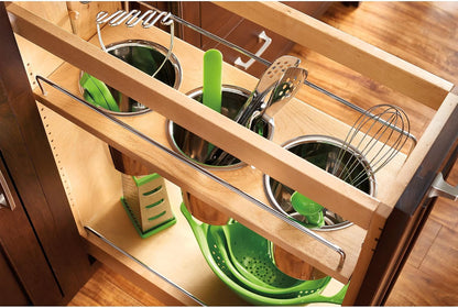 Rev-A-Shelf Pullout Organizer w/Soft-Close, Min Cabinet Opening 5.5" W | 5" W Slide Out Pantry Spice or Utensil Storage Rack w/BLUM Soft-Close & Adjustable Shelves for Base Cabinet, 448UT-BCSC-5C