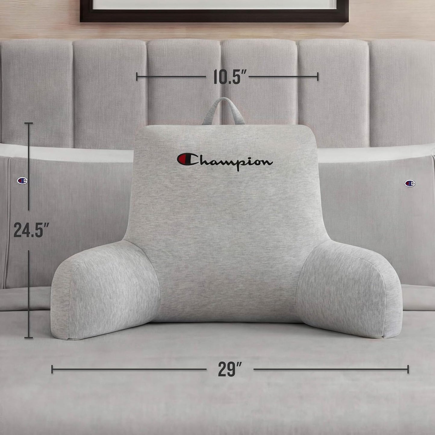 Champion Faux Wool Bedrest Pillow, 100% Polyester Cover and Fill, Spot Clean Only, Navy Blue, 29" x 24.5" x 10.5"