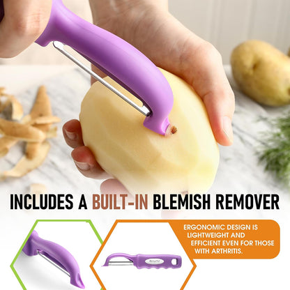 Spring Chef Swivel Potato Peeler for Kitchen w/ Soft Grip Handle, Mango | Premium Vegetable Peeler w/ Sharp Stainless Steel Blades, Multifunctional Food Peeler for Apple, Carrot, Cucumber, Fruit