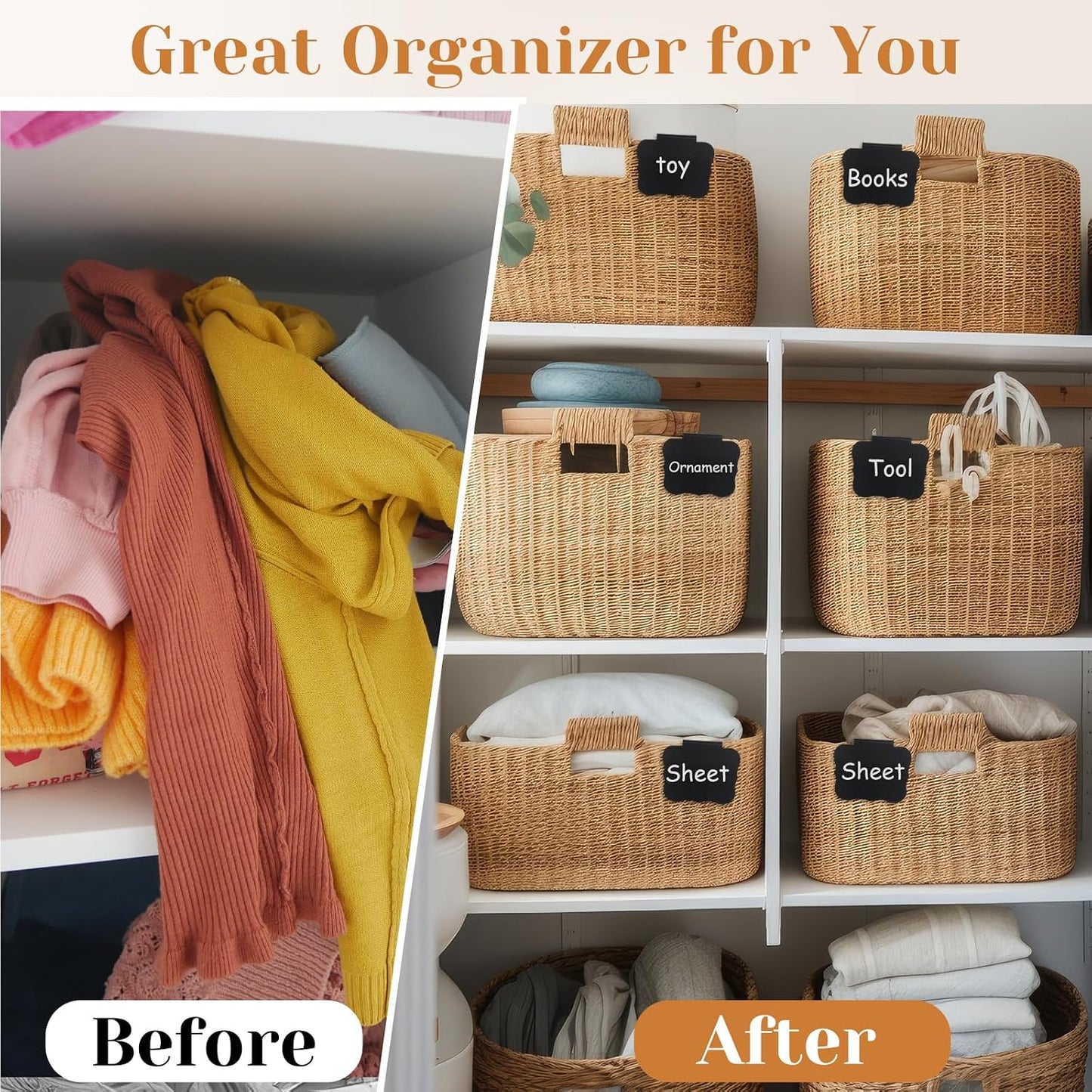 50 Pcs Black Basket Labels Clip on for Storage Bins, Removable PVC Bin Clip Labels with 4 Chalk Markers for Basket Pantry Cubes Organization Container