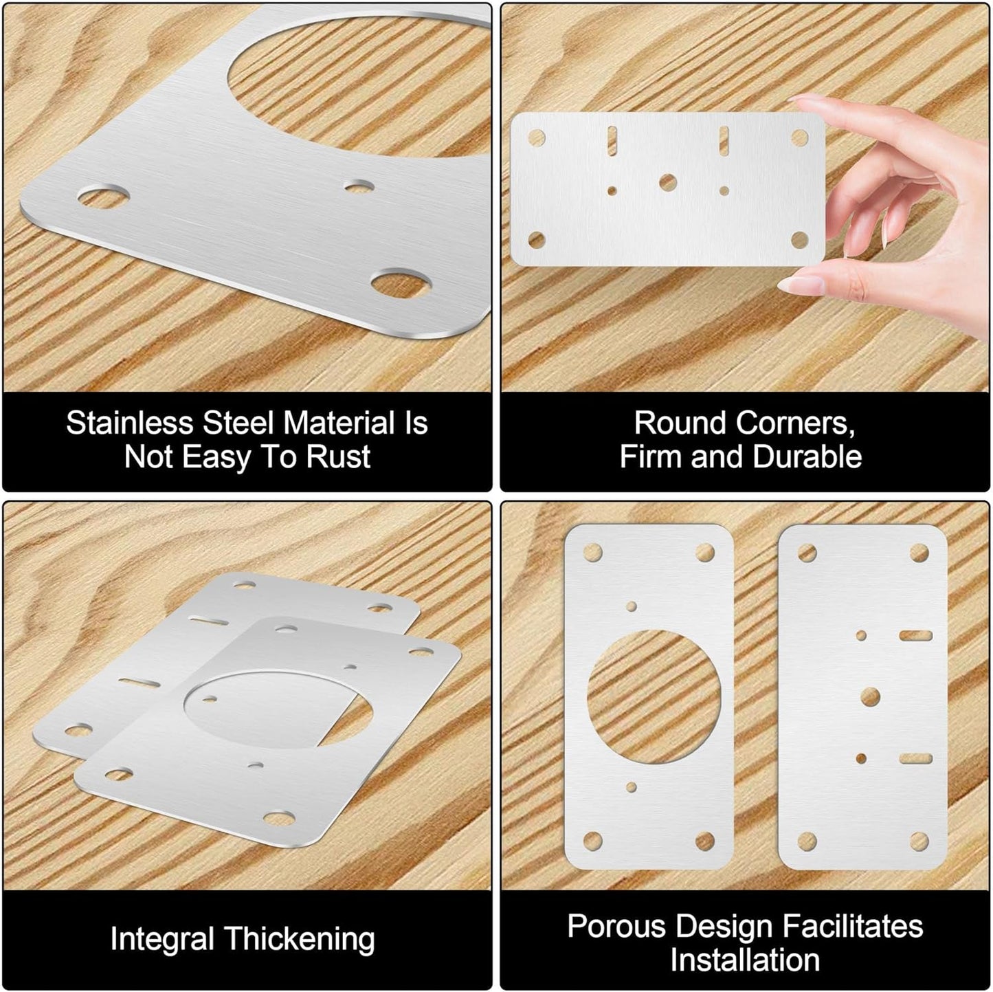 12-Pack Cabinet Hinge Repair Kit - Hinge Fixing Plates for Kitchen, Cupboard, Locker, Cabinet Doors