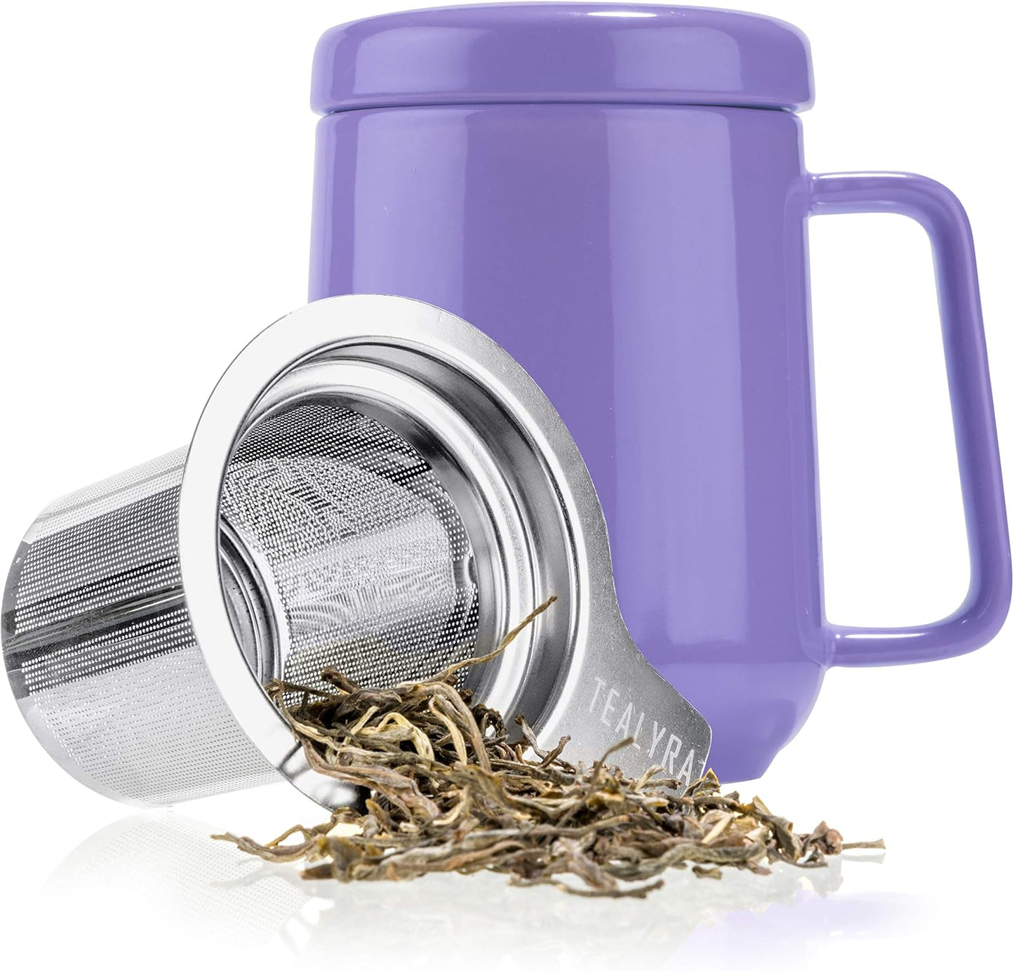 Tealyra - Peak Ceramic Red Tea Cup Infuser - 19-ounce - Large Tea High-Fired Ceramic Mug with Lid and Stainless Steel Infuser - Tea-For-One Perfect Set for Office and Home Uses - 580 milliliter