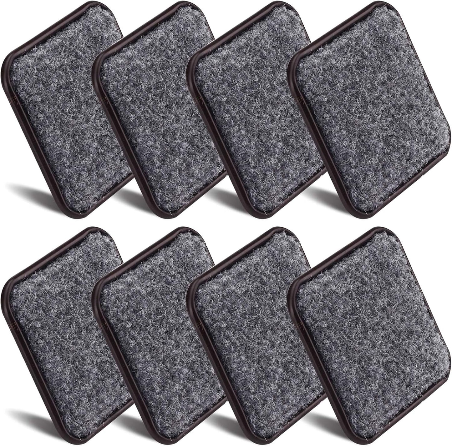 ASTIMESA 8 Pieces 3" Square Furniture Sliders, Heavy Duty Furniture Pads Cups with Carpet Base, Reusable Floor Protectors for Hardwood Vinyl Tile Couch Table Chair Bottom (Brown) (78mm, Square)