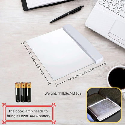 Btolin LED Book Light Panel, Battery Powered Flat Reading Light for Books, Portable Wireless Page Light with Transparent Panel, 5.71x6.69 Inch, White