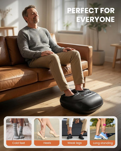 Shiatsu Foot Massager with Heat and Compression, Kneading, Rolling,Electric Feet Massager for Plantar Fasciitis, Neuropathy, Feet Heater, Foot Warmer for Women, Size Up to 14"