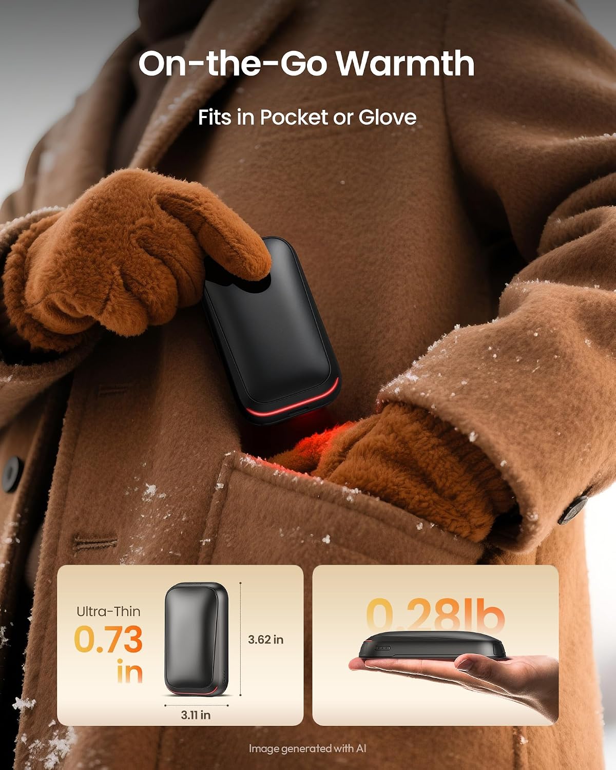 Gaiatop Electric Hand Warmers Rechargeable, Magnetic Pocket Hand Warmer | 2-Pack, 3 Heat Levels, Fits in Gloves, Winter Sports Hunting Essentials, Secret Santa Stocking Stuffers Gifts for Men Women
