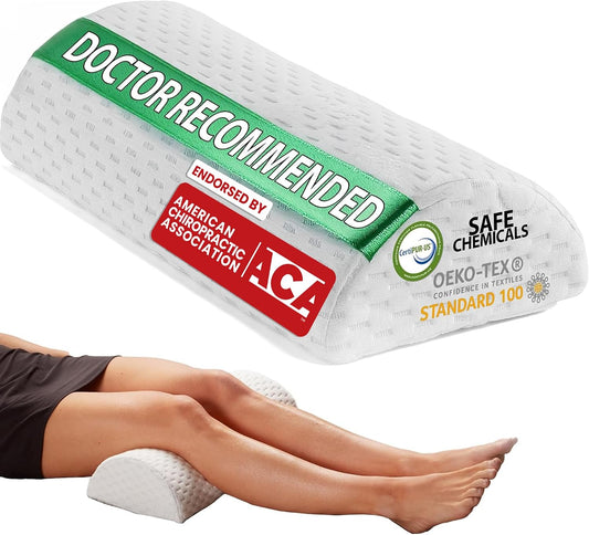 ComfiLife Knee Pillow for Back Sleeping – 100% Memory Foam Bolster Pillow for Legs – Under Knee Pillow for Sleeping on Back – Leg & Hip Pain Relief for Side Sleepers – Half Moon Pillow