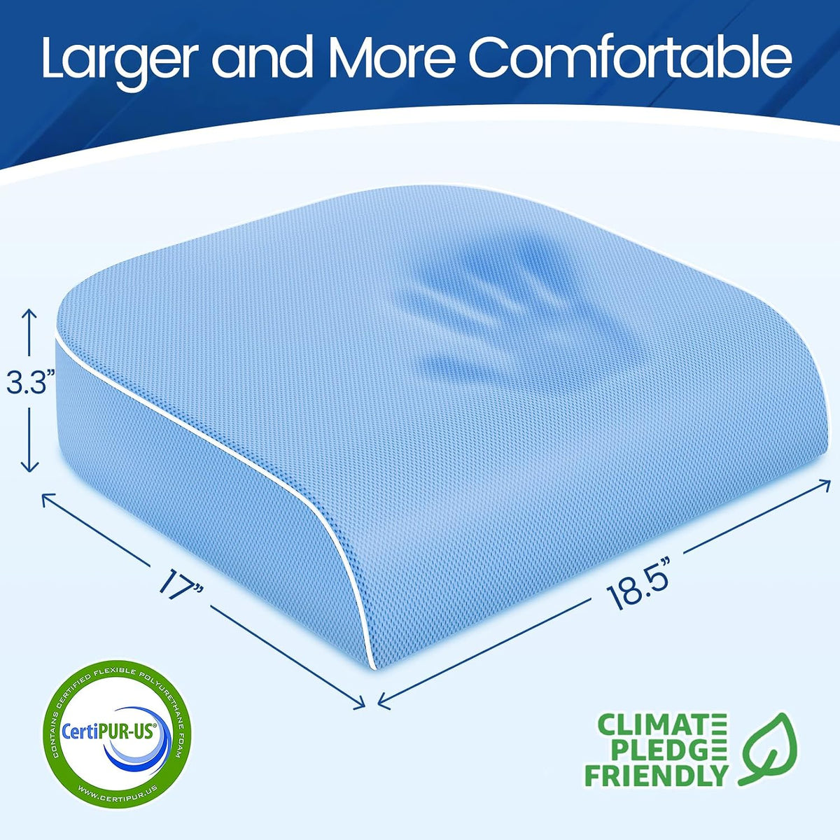 SweetSlubr Memory Foam Seat Cushion, Office Chair Cushion, 3-Inch, Large