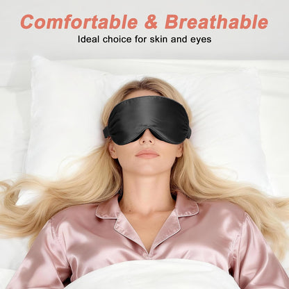 VOCOSTE 3D Silk Sleep Mask with Travel Pouch, Bean Pink