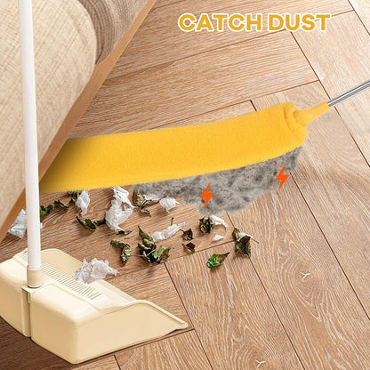 Retractable Gap Dust Cleaner Brush with Long Handle 30 to 100 inches, Cleaning Tools with 2 Microfiber Dusting Cloths, Extendable Duster for Cleaning Under Refrigerator Sofa Couch Bed Furniture