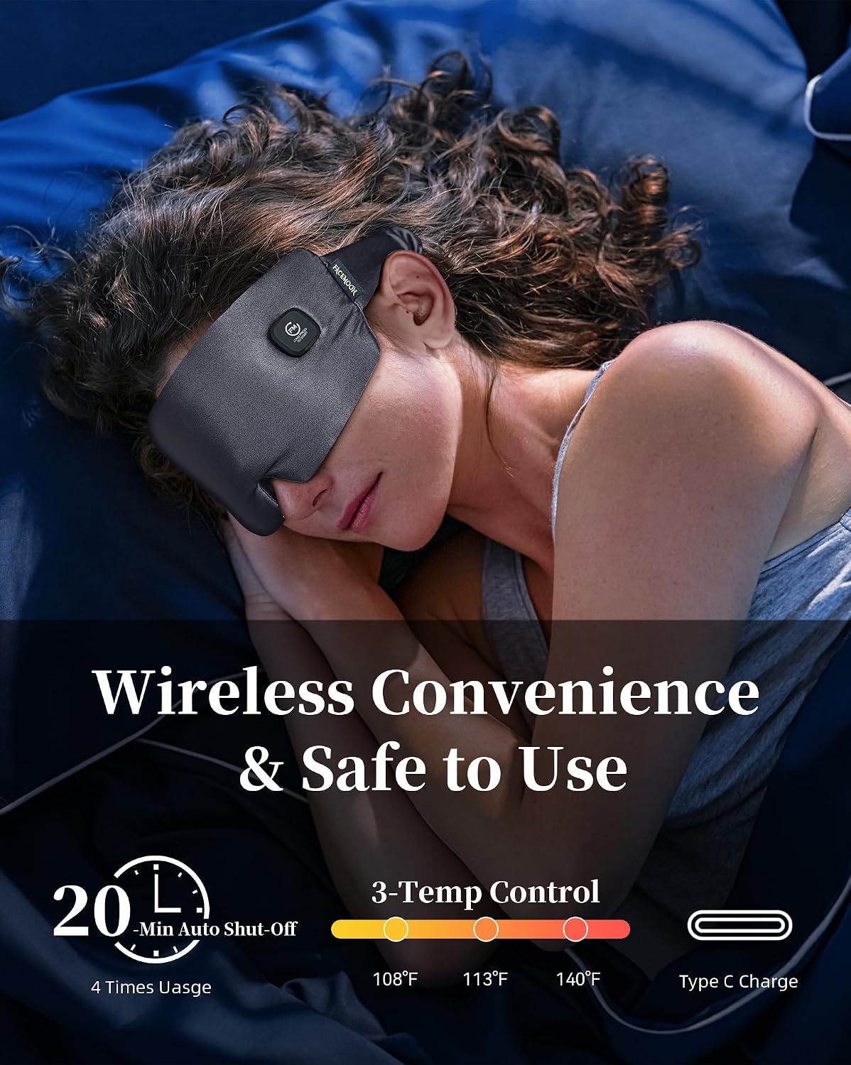 Heated Eye Mask for Dry Eyes - Silk Cordless Warm Eye Compress Moist Heat