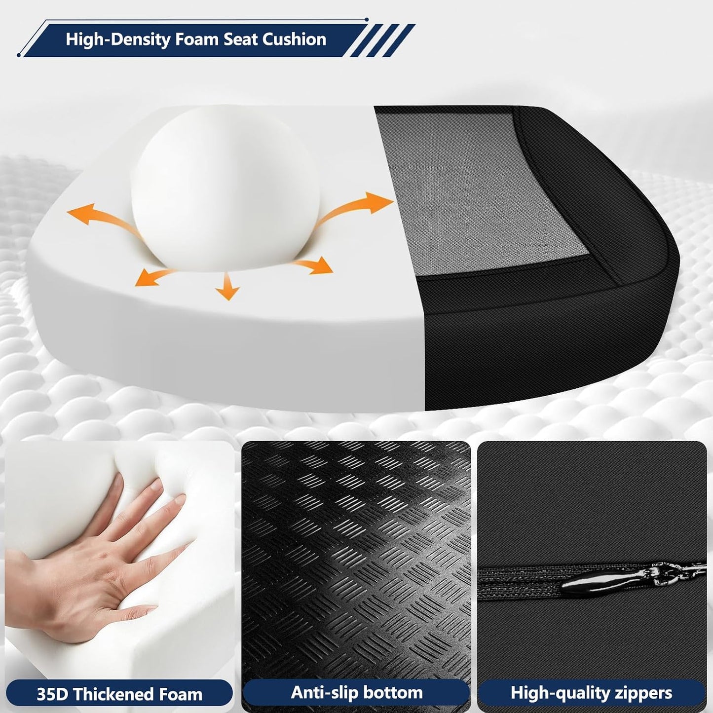 Seat Cushion,Lumbar Support Pillow for Office Chair,Ergonomic Memory Foam Back Support Pillow, High Density Foam Chair Cushion for Sciatica Pain Relief Coccyx Pad for Chair,Car,Desk,Black