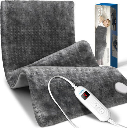 RENPHO Electric Heating Pad for Back with 10 Heat Levels, FSA Eligible HSA | Fit for Neck, Shoulder, Knee, Arm & Leg, Birthday Gift for Women, Men, Mom & Dad, HSA Approved, ETL Certified, 12 x 24", Gray
