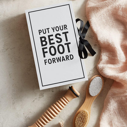 Santa Barbara Design Studio Foot Spa & Care Kit - Gift Boxed Pumice Stone Scrubber and Wood Massage Roller with Reflexology Map, 2-Pieces, Best Foot Forward