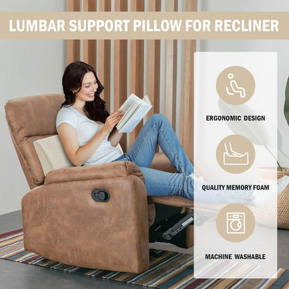 HOMBYS Lumbar Support Pillow for Recliner Chair, Memory Foam Back Support Cushion for Elderly,Extra Large Lumbar Support Pillow,Thick Backrest for Home Reading (Grey, 20“x13.5"x5")