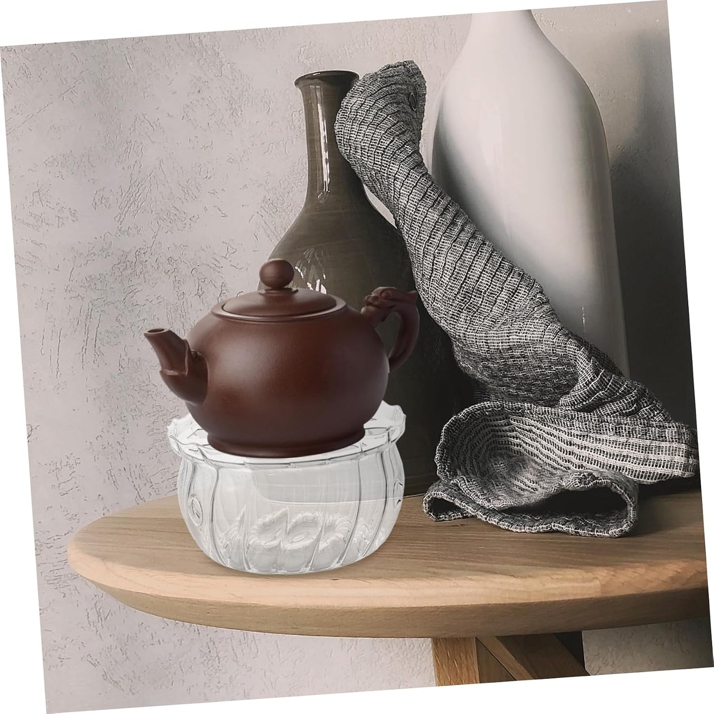 PRETYZOOM Elegant Glass Teapot Warmer Heat Base for Teapots Tea Kettles Candle Heater with Sleek Design for Tea Parties Easy to Clean Maintain for Warmth