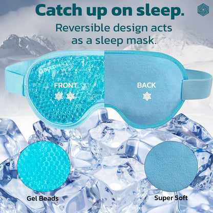 Polyester Eye Mask Cooling Gel With Beads For Dark Circles, Dry Eyes, Cooling Eyes, Redness, Eye Patches Eye Cooling Gel Pad Stretchable With Sleeping Mask Eye Relaxing For Women&Men -Blue