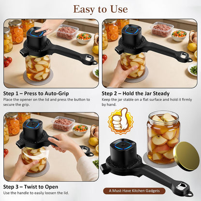Electric Jar Opener for Seniors with Auto-Adjusting Gripper,Fit 1"-3.5" Cap | Rechargeable Jar & Bottle Openers for Weak Hands and Arthritis, Easy Twist Off Lid Opener with Rubber Gripper Pad，Red