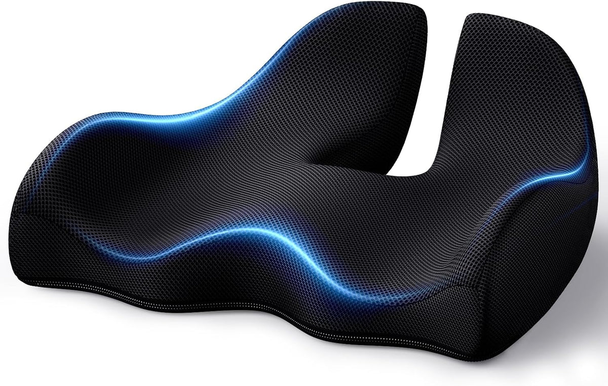Benazcap Large Ergonomic Seat Cushion Relieves Sciatica & Tailbone Pain