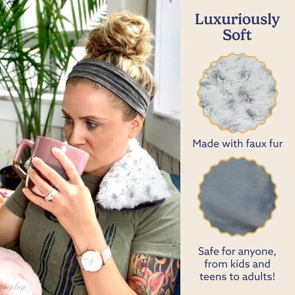 warmies Microwavable Shoulder Heating Pad, Neck Warmer & Heat Pack, Snowy | Steady Pressure, Cooling Relief, Scented with Calming French Lavender, Microwave 30 sec, Freeze 2-3 hrs, Soft Faux Fur