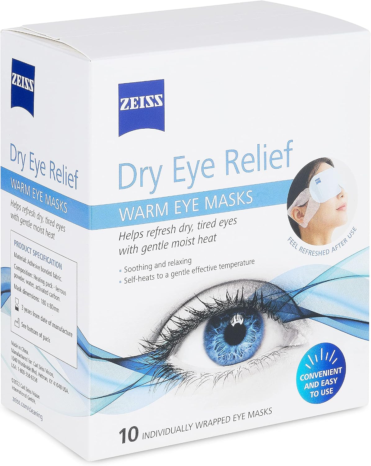 ZEISS Warm Eye Masks, 6 Count for Dry Eye Relief