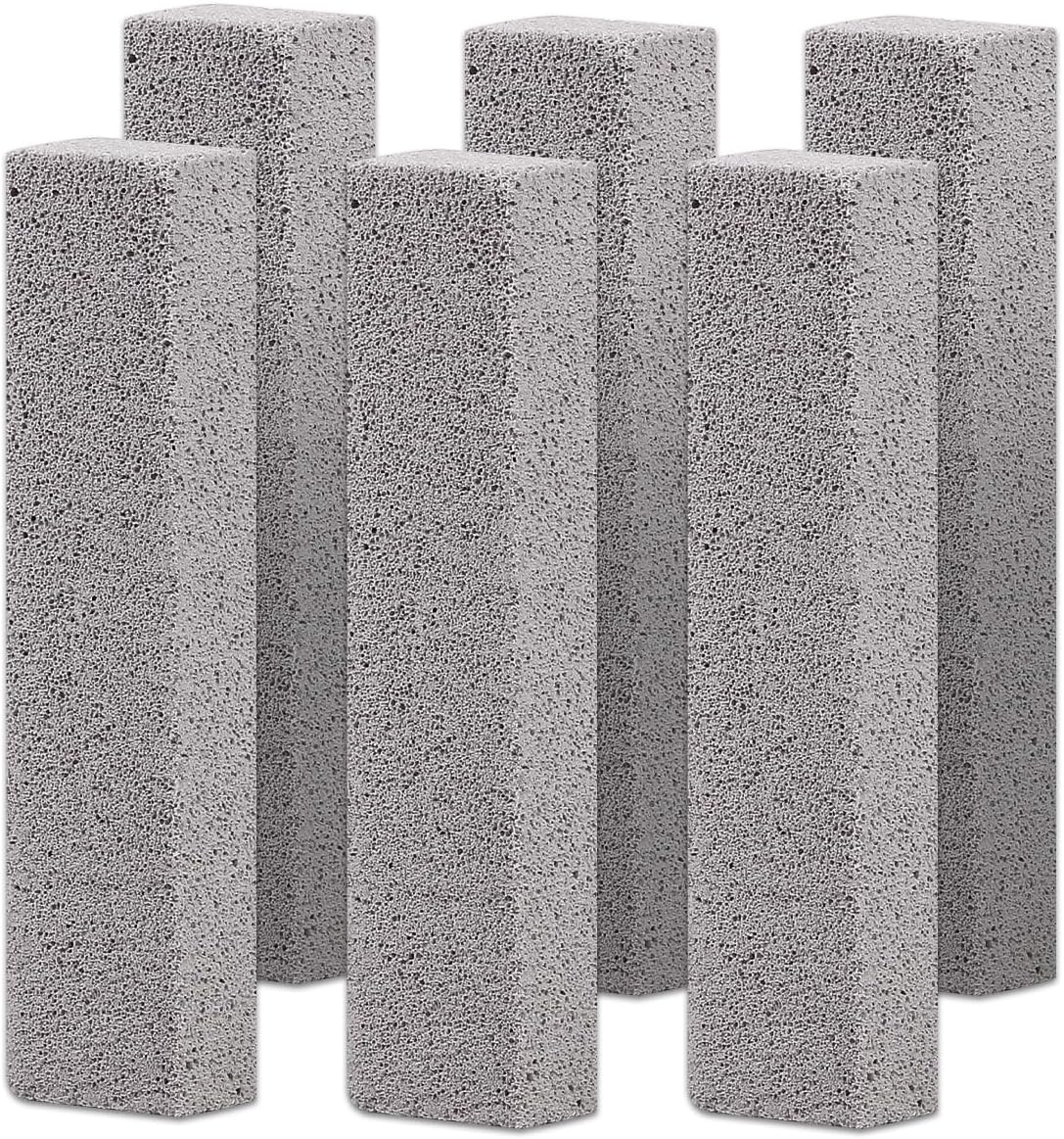 Herda 8-Pack Pumice Stone Scouring Stick with 2 Universal Handles, Pumice Stone for Cleaning Stove, Toilet, Tub, Grill, Swimming Pool, Sink, Removes Hard Water Rings, Calcium Deposits, Rust Buildup