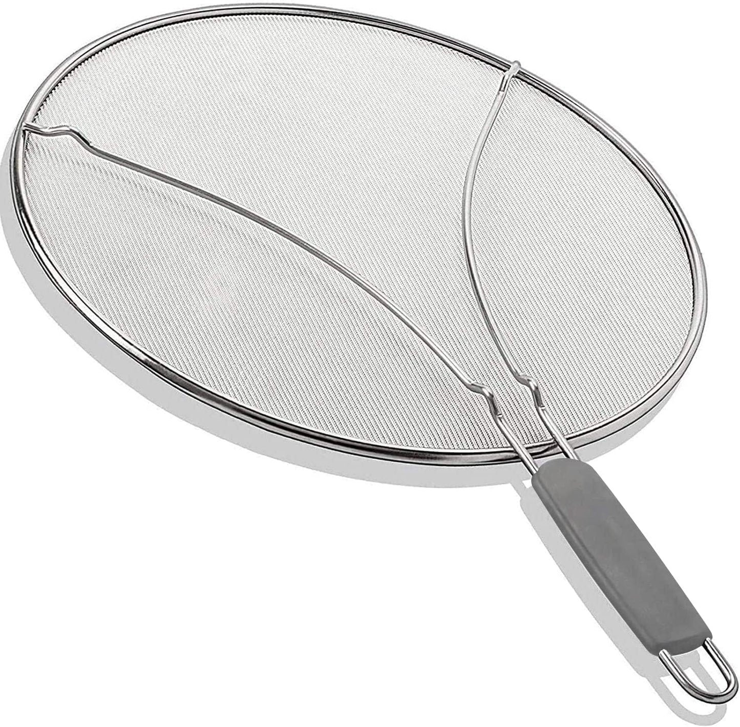 13" Grease Splatter Screen for Cooking | Stainless Steel Oil Splatter Guard and Ultra-Fine Mesh Protects Skin from Burns | TPR Tight-Grip Handle (Red)