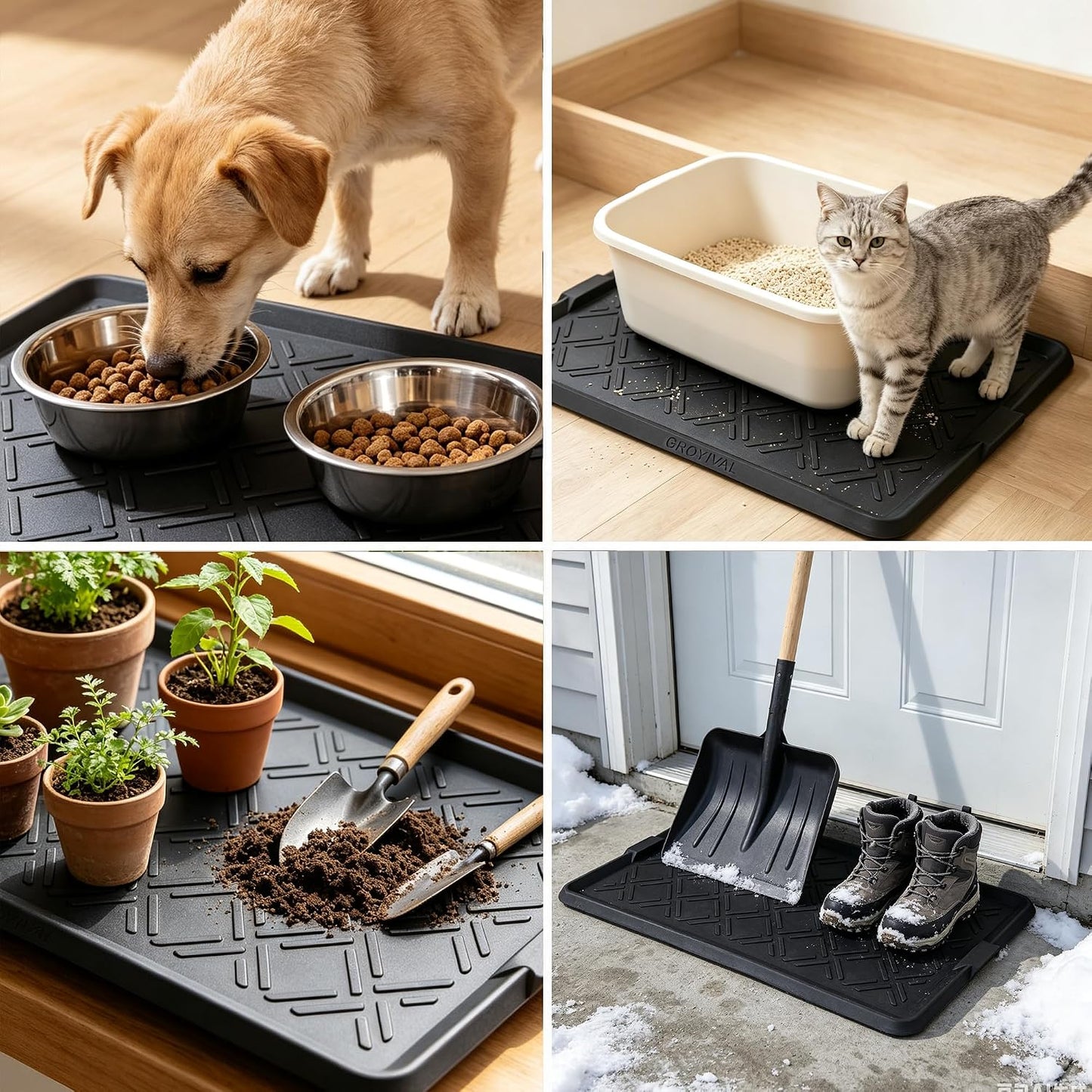 Boot Tray for Entryway, Rubber Shoe Mat, Waterproof Shoe Tray