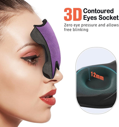 LitBear Sleep Mask for Side Sleeper Women Men, Eye Mask for Sleeping | Light Blocking 3D Contoured Sleeping Mask, Soft Breathable Sleep Eye Mask with Adjustable Elastic Strap for Travel, Black