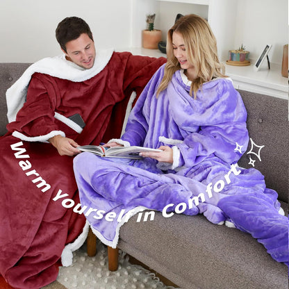 Catalonia Wearable Blanket with Sleeves & Foot Pocket for Adults | Soft Fleece Throw Wrap with Hands-Free Comfort, Perfect for Reading, TV Time & Relaxing, Christmas Gift for Women & Men