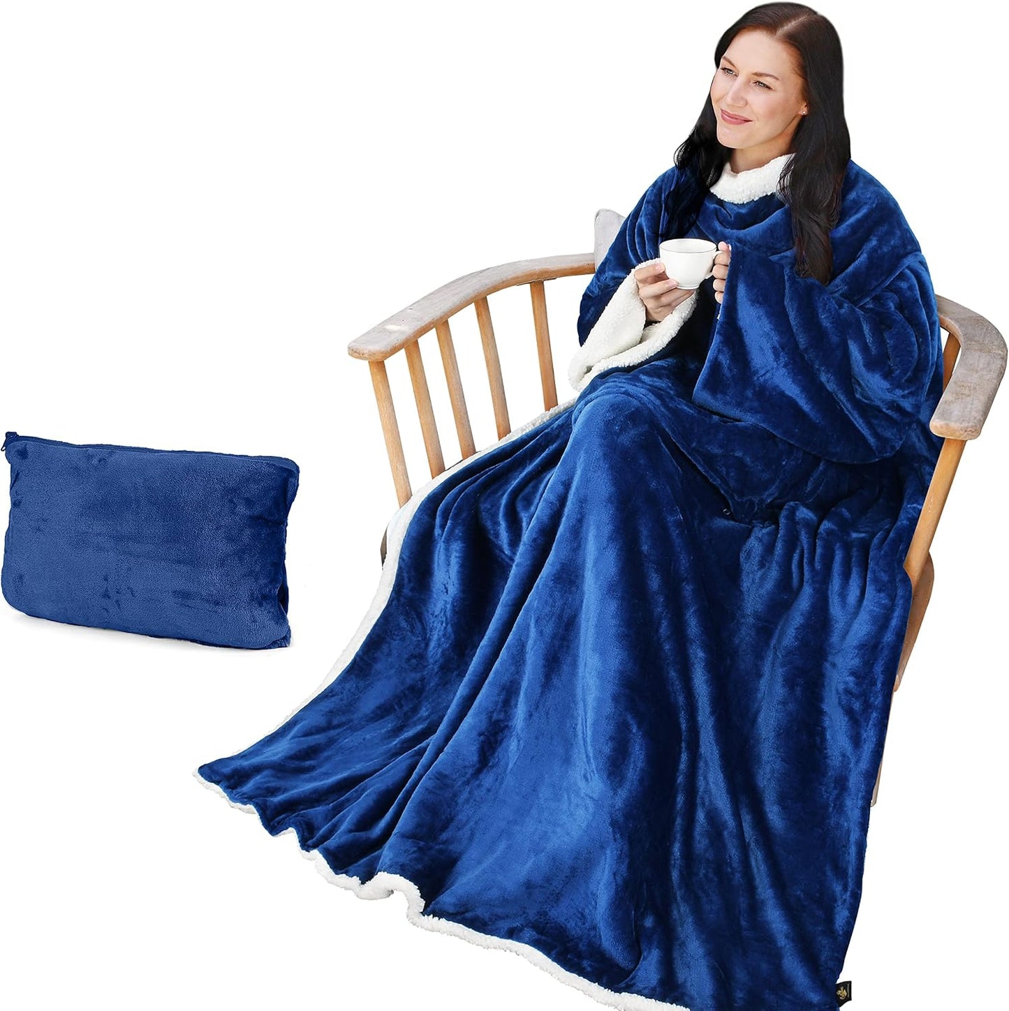 Catalonia Sherpa Wearable Blanket with Sleeves Arms